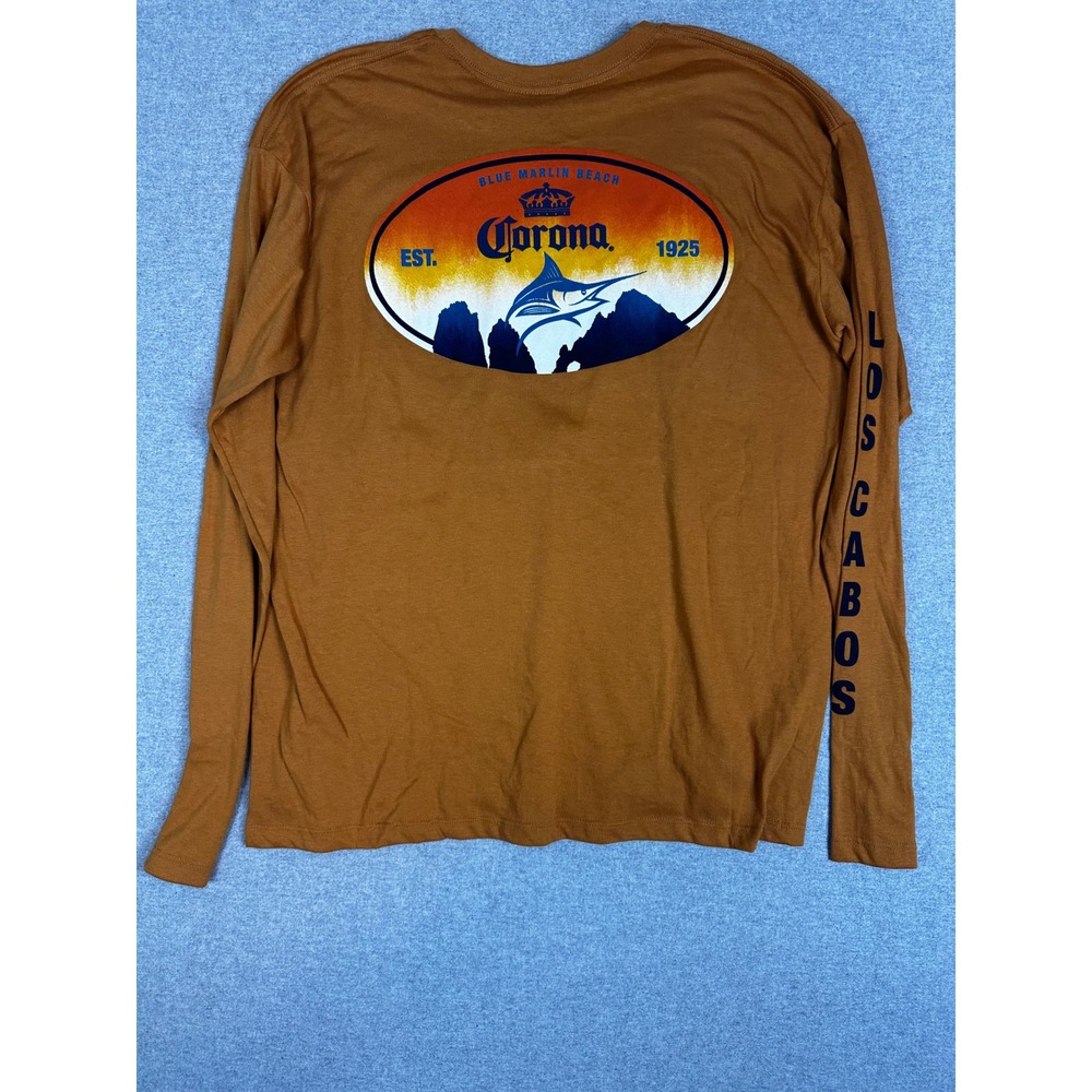 Corona Extra‎ Los Cabos Long Sleeve Graphic T-Shirt Mens XL Burnt Orange Marlin